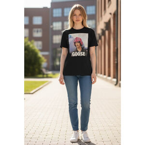 NWT Women's TOP GUN Black Talk To Me Goose Short Sleeve Tee L